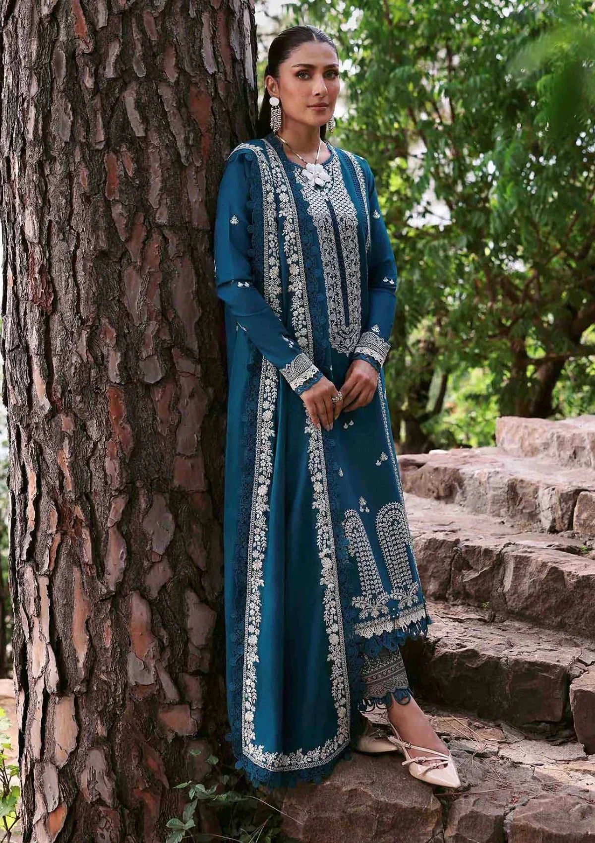 Maria.B-3PC LUXURY LAWN EMBROIDERED DRESS