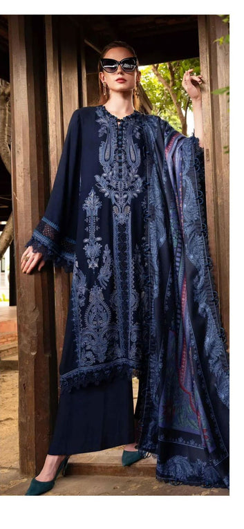 3 Piece Unstitched Embroidered Twill Linen Suit