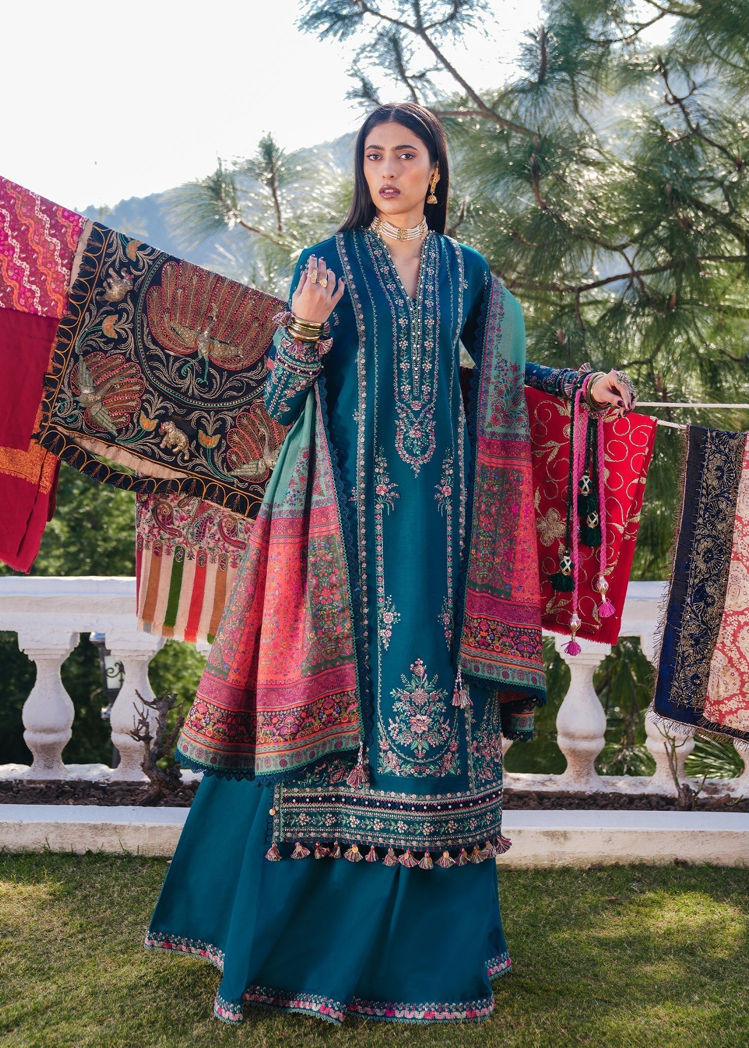 Hussain Rehar-3PC LUXURY LAWN EMBROIDERED DRESS