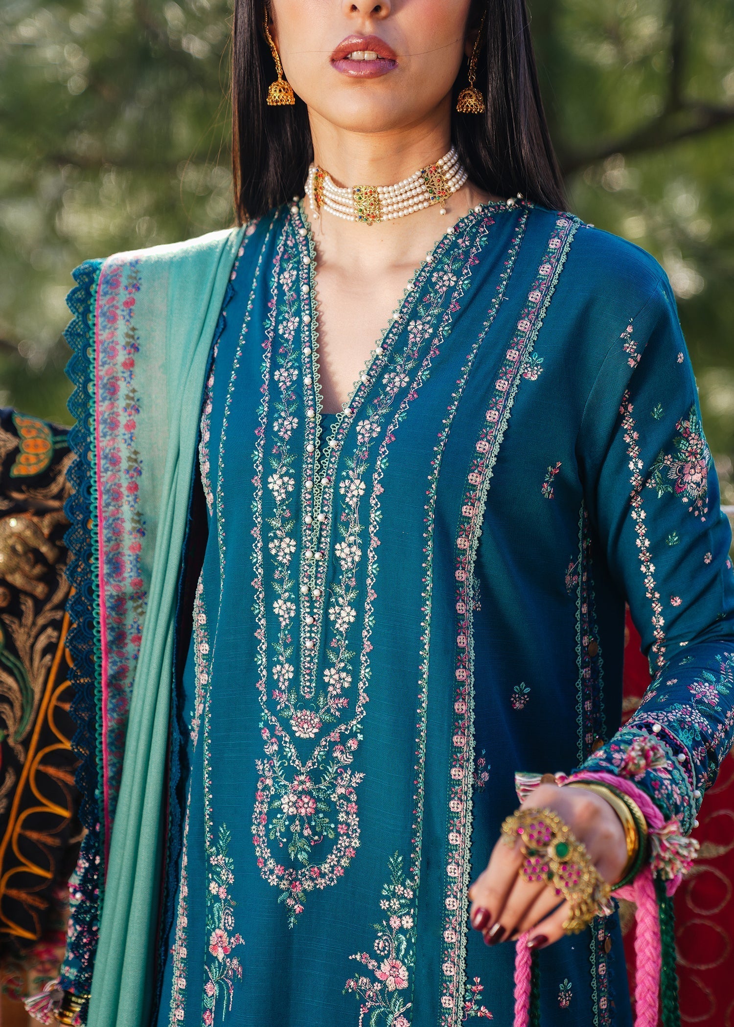 Hussain Rehar-3PC LUXURY LAWN EMBROIDERED DRESS