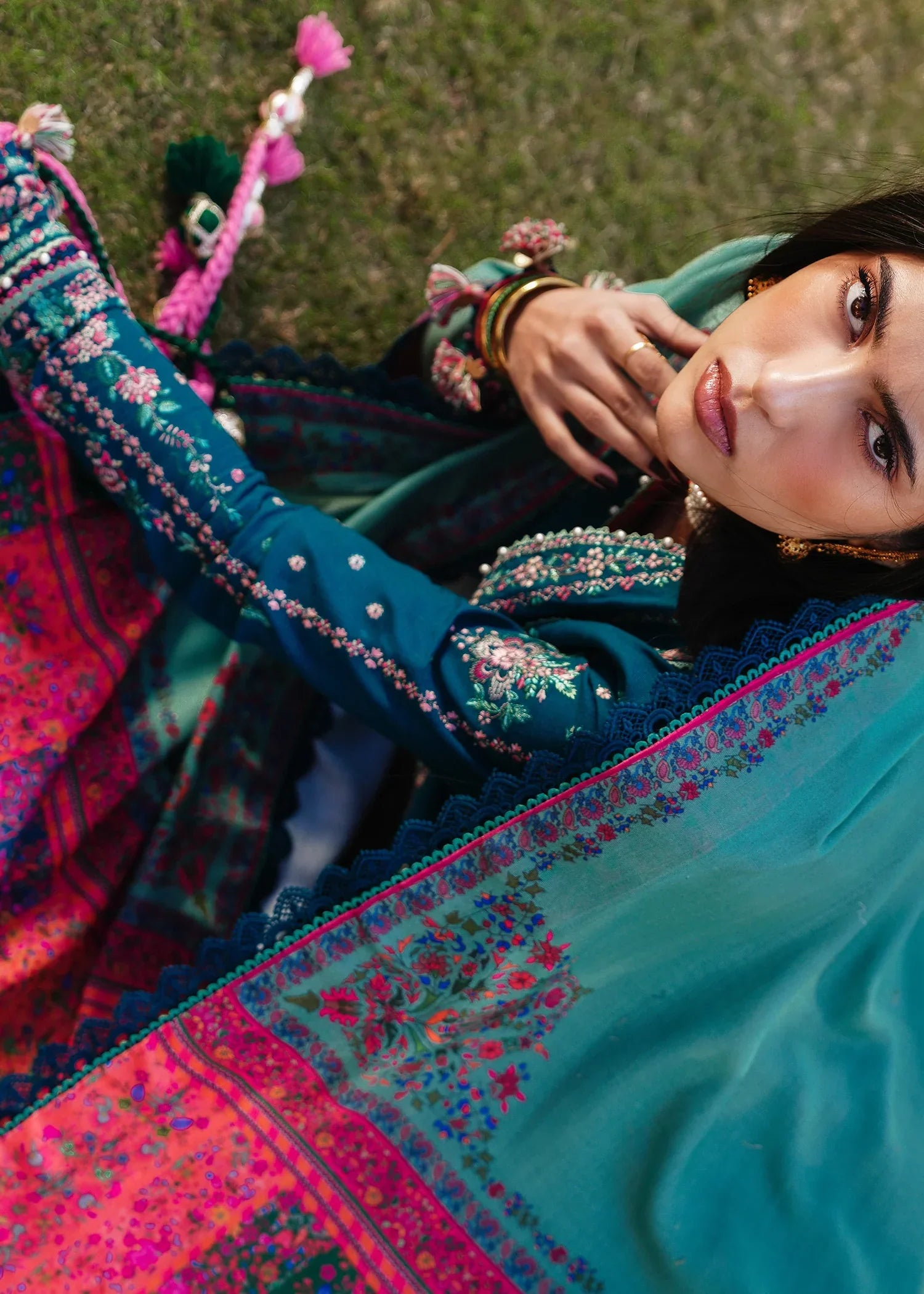 Hussain Rehar-3PC LUXURY LAWN EMBROIDERED DRESS