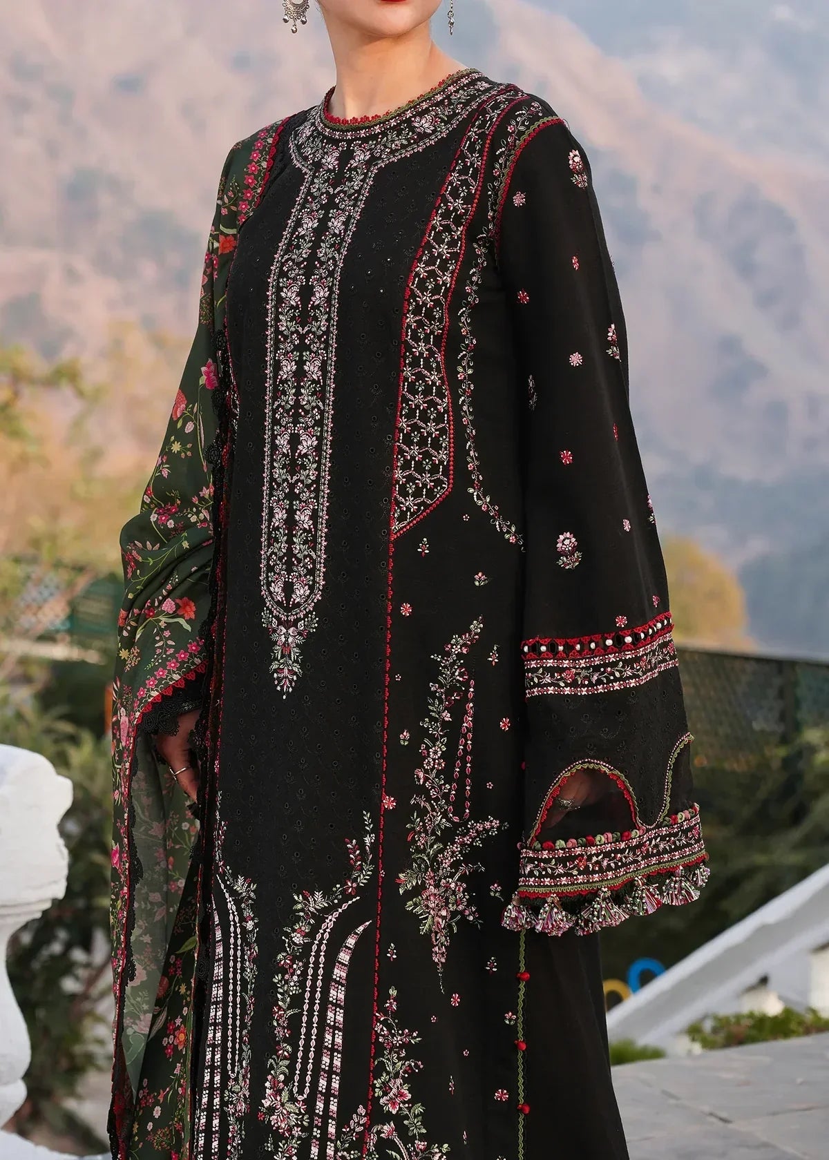 Hussain Rehar-3PC LUXURY LAWN EMBROIDERED DRESS