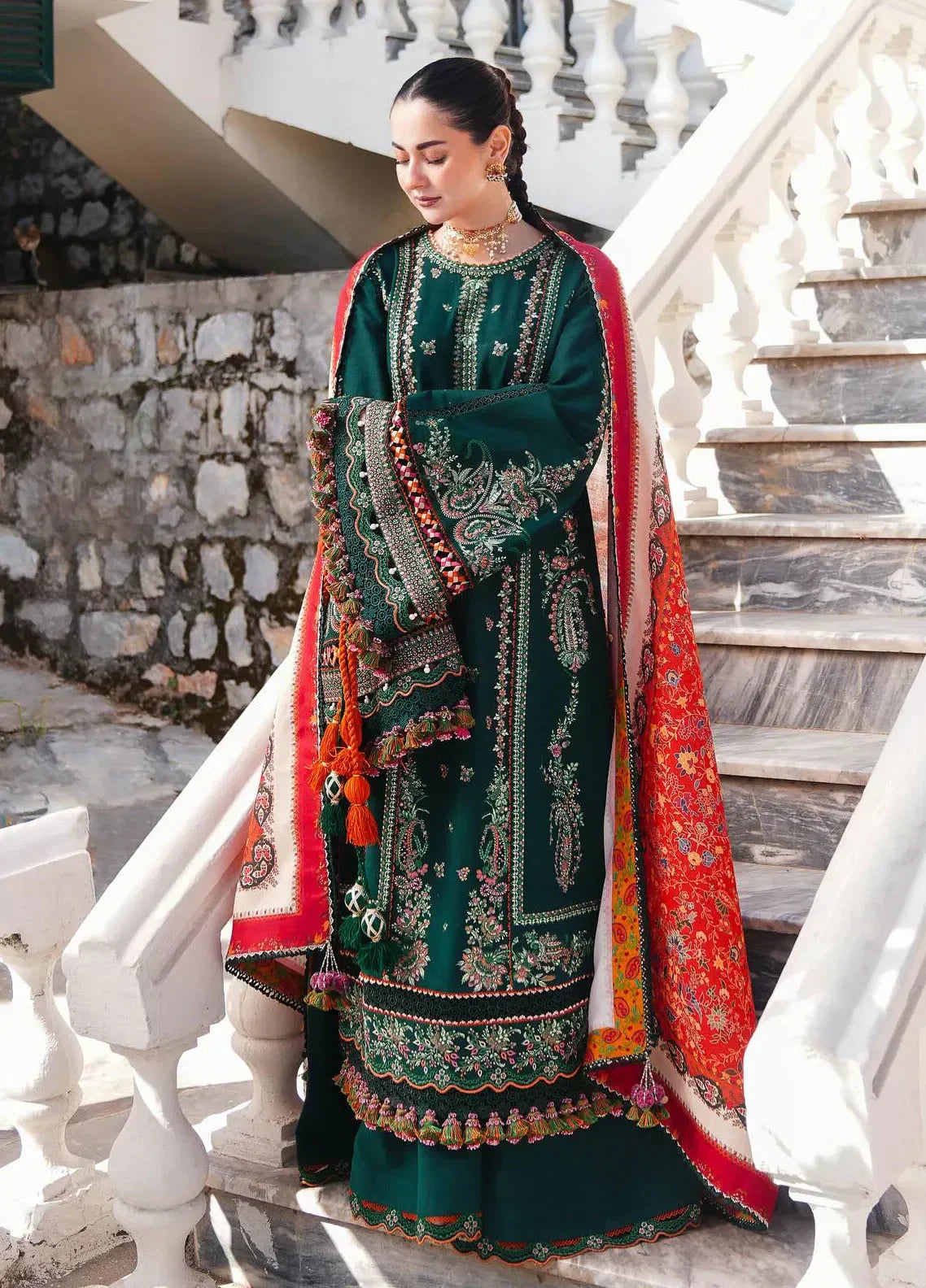Hussain Rehar-3PC LUXURY LAWN EMBROIDERED DRESS