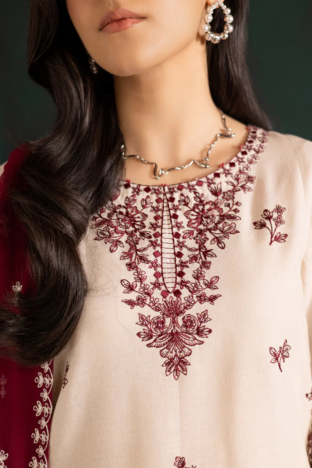 BATIK-3PC LAWN EMBROIDERED SHIRT WITH CHIFFON EMBROIDERED DUPATTA AND EMB TROUSER