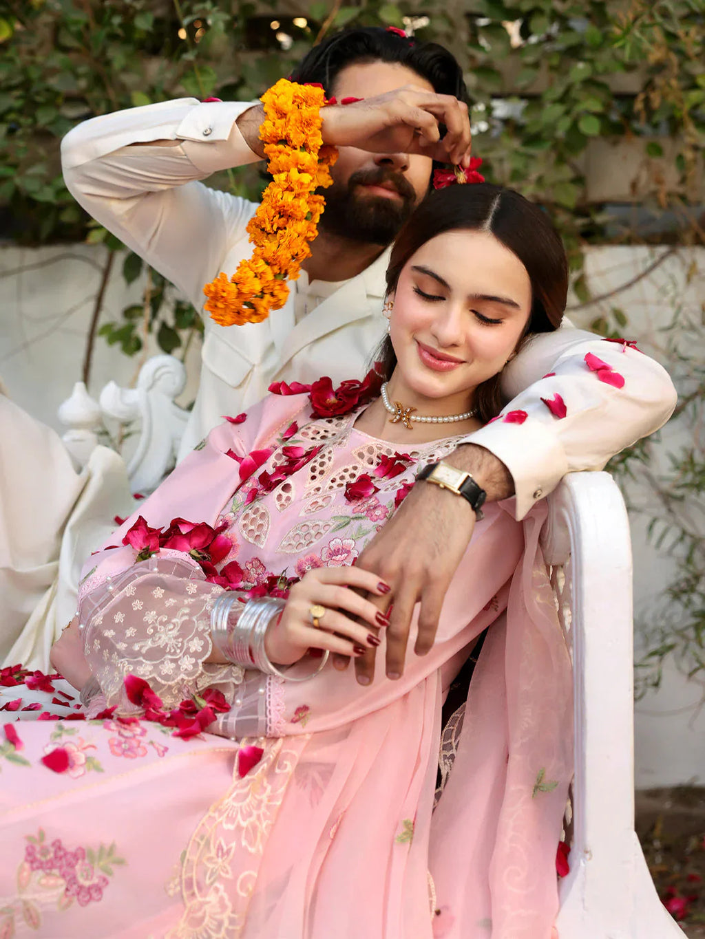 3 PC Unstitched Suit Embroidered Lawn Aangan By Mahnur