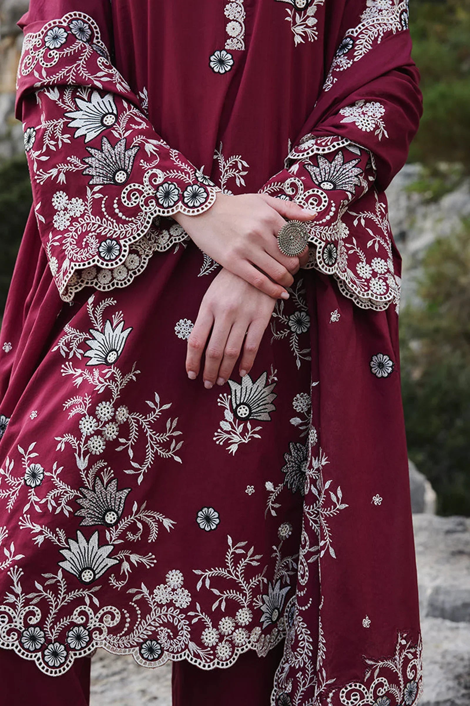 Maria.B-3PC LUXURY LAWN EMBROIDERED DRESS