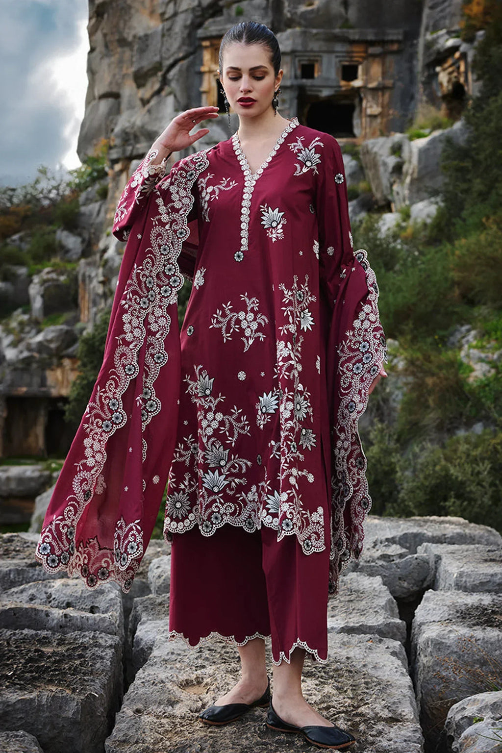 Maria.B-3PC LUXURY LAWN EMBROIDERED DRESS